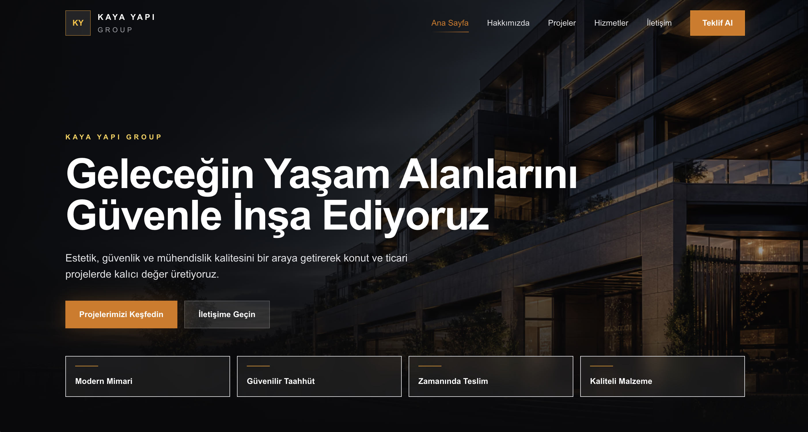 İnşaat Web Sitesi ön izleme