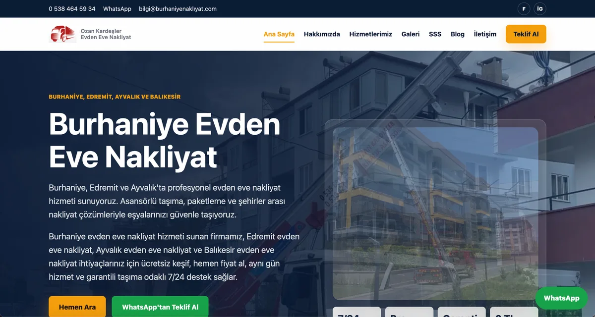 Nakliye Web Sitesi — arayüz ön izlemesi