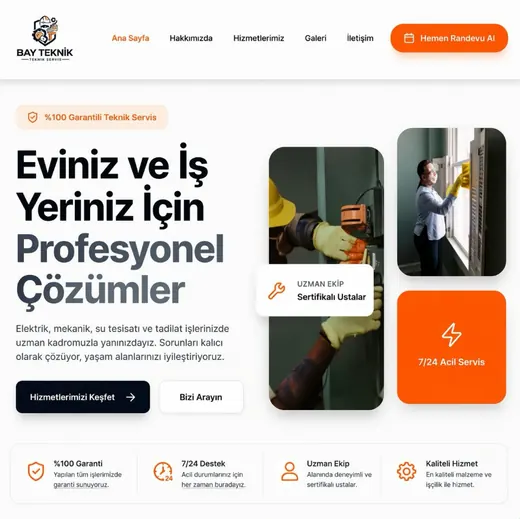 Teknik Servis Web Sitesi ön izleme